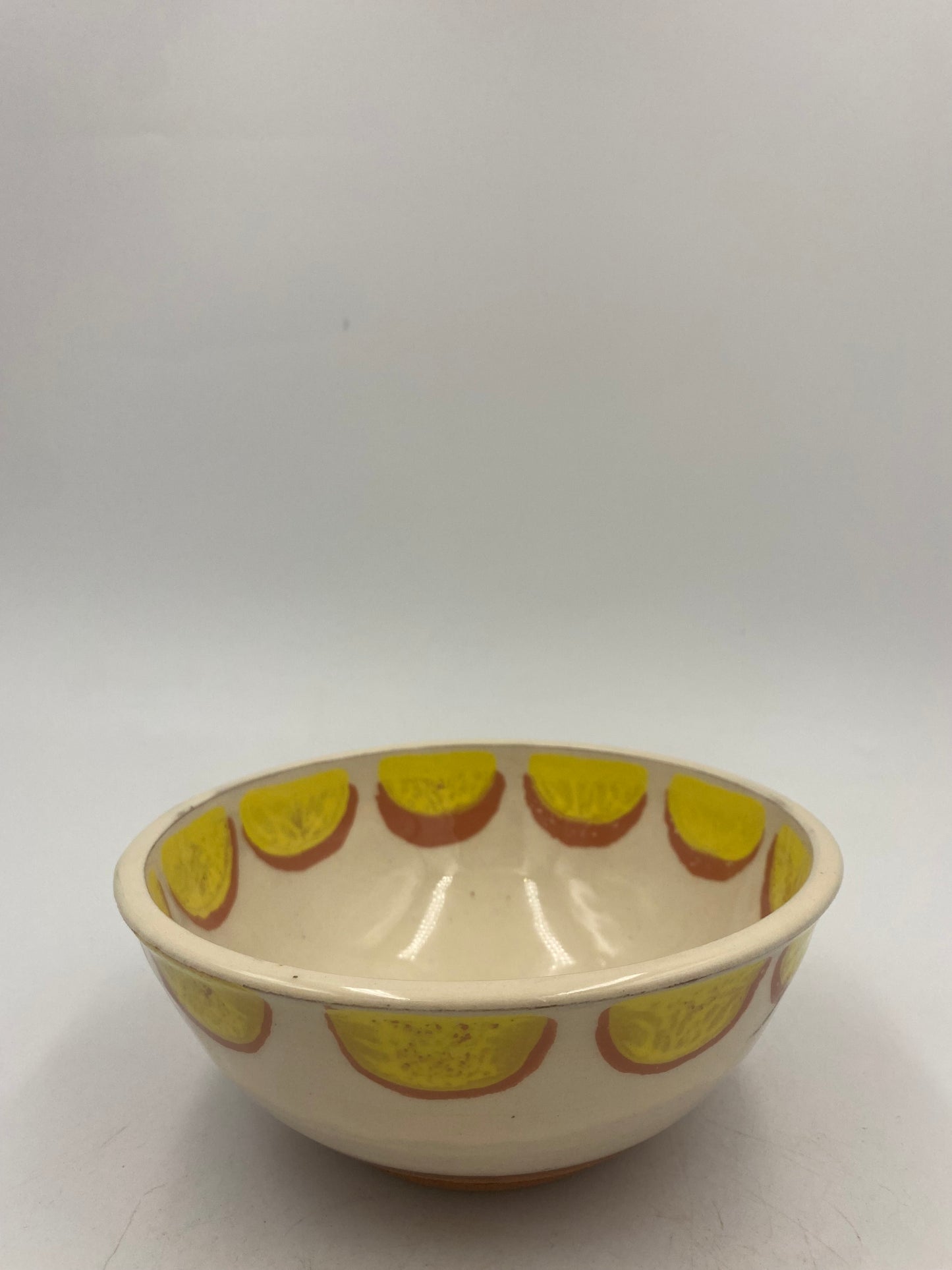 Cereal Bowl, yellow and coral half moons